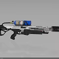 Vibrant Sci Fi Weapon With White And Blue Body Barrel Grip And Futuristic Design