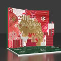 Festive Christmas Pop Up Card With Merry Christmas Text Gift Boxes And Snowflakes Design