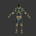 Game and Movie Character in Blue Armor With Golden Accents and Sci Fi Design