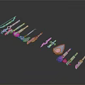 Cold weapons Sword Axe Hook Fork Spear Trident Melee Weapon Military 3d model