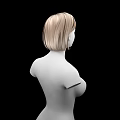 White Human Mannequin With Short Blond Hair And Prominent Breasts On Black Background