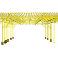 Yellow Industrial Scaffolding Equipment Structure With Support Beams And Warning Stripes