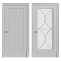 Light Colored Interior Hinged Doors With Geometric Patterns And Glass Panels 3d model