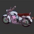 Classic White Motorcycle with Red Leather Seat and Vintage Design Elements