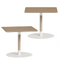 Modern Minimalist Dining Tables With Wooden Top And White Circular Base Design
