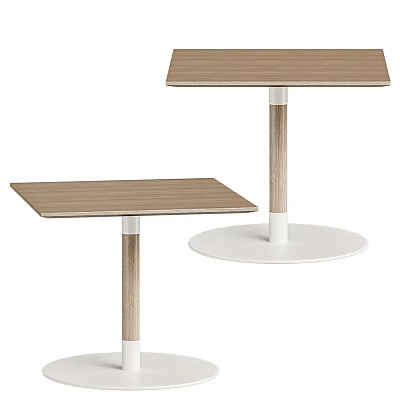 Modern Minimalist Dining Tables With Wooden Top And White Circular Base Design 3d model