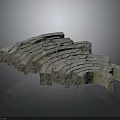 Curved Gray Stone Blocks Arrangement For Scenic Architectural Construction Elements