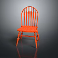 Stylish Orange Wooden Chair With Vertical Slat Back Design For Home Furniture