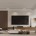 Modern Elegant Open Living Dining Room With Wooden Cabinets Beige Sofa And Built-in Appliances