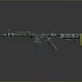 Modern Tactical Rifle With Camouflage Pattern Yellow Accents And Scope Attachment