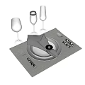 Elegant Tableware Set with Placemat Plates Folded Napkin Cutlery and Wine Glasses