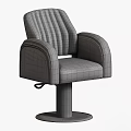 Modern Gray Armchair With Curved Armrests Swivel Metal Base Stitched Details