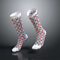 Stylish Playing Card Pattern Socks White Base With Red Black Heart Diamond Designs