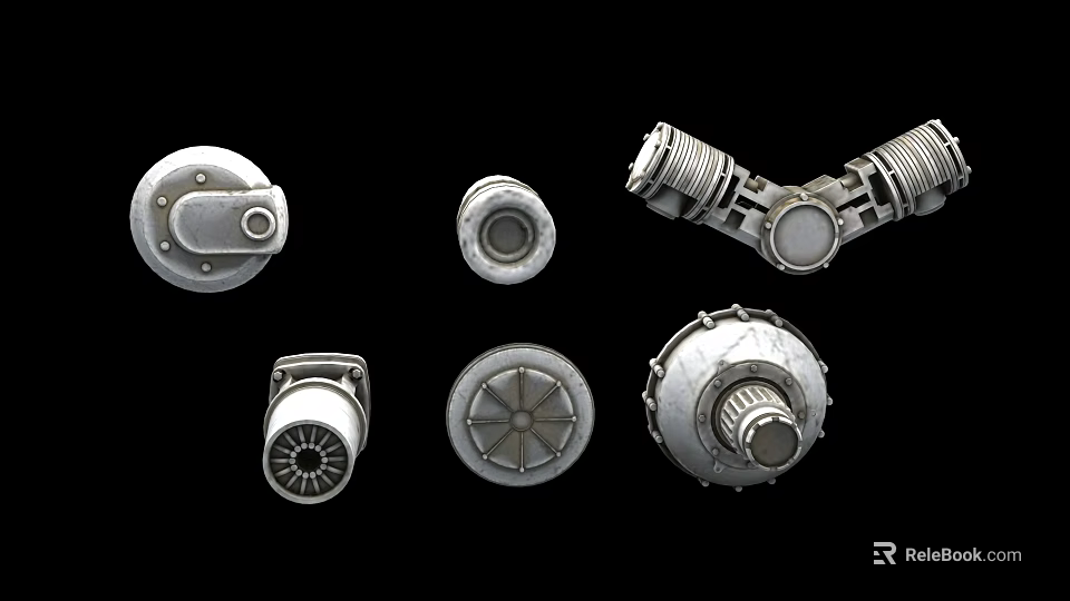 Weapon Mechanical Parts Featuring Metal Gears Connectors And Precision Engineered Components 3d model 