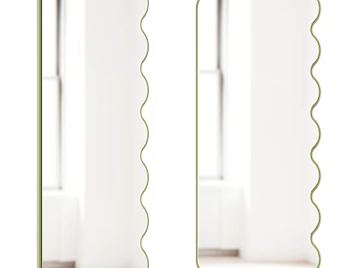 Modern Scalloped Edge Mirrors With Green Frame For Home Interior Decoration 3d model