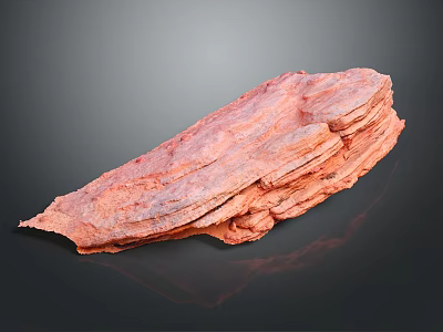 Natural Red Layered Wooden Stone with Rough Reflective Surface Texture 3d model