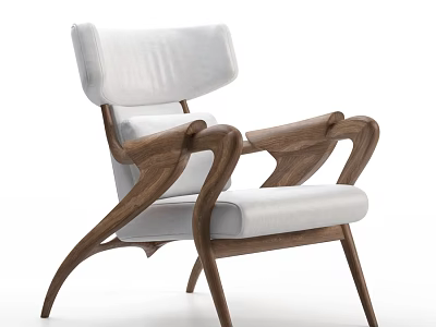 Accent Chair with Wooden Frame Unique Armrest Design Light Upholstered Seat and Backrest 3d model