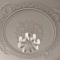 Elegant Ceiling Light Panel With Carved Decorative Design And White Chandelier 3d model
