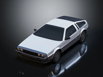 Vintage Silver Sports Car With Streamlined Design Black Roof And Headlights 3d model