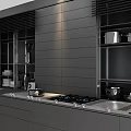 Modern Kitchen Interior With Sleek Black Cabinets And Functional Storage Elements 3d model