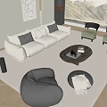 Modern Sofa Coffee Table Combination Cream Sofa 3d model