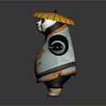 Panda Game Character Wearing Robe With Dragon Pattern And Conical Hat In Arms Outstretched Pose
