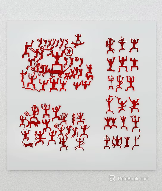 Artistic Red Human Figure Patterns Wall Decor For Home Interior Design 3d model