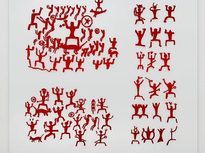 Artistic Red Human Figure Patterns Wall Decor For Home Interior Design 3d model