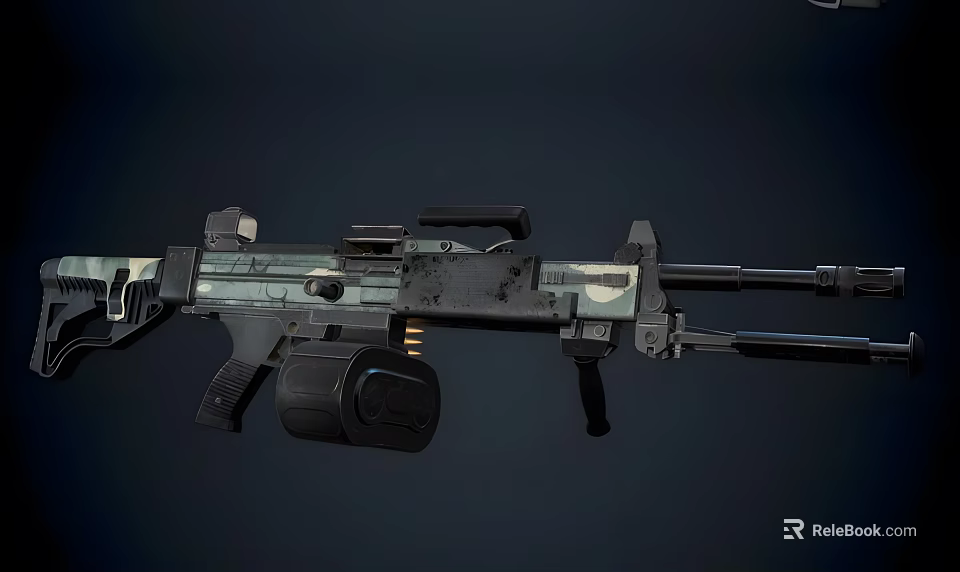 Advanced Futuristic Tactical Rifle With Scope Magazine Camouflage And Mechanical Parts 3d model 