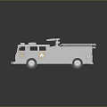 Gray Fire Truck Model With Yellow Emblems Ladder Wheels And Functional Rescue Vehicle Features
