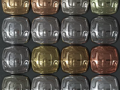 Colorful Metal Square Decorative Plates In Gold Silver And Copper Tones 3d model