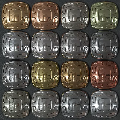 Colorful Metal Square Decorative Plates In Gold Silver And Copper Tones 3d model