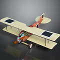 Detailed Vintage Biplane Model With Solar Panels For Aerospace Sustainable Aviation Technology
