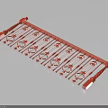 Elevator Metal Balustrade With Red Ornate Decorative Circular And Spiral Patterns 3d model