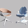 Cute Kids Chair Designs with Brown Fabric and Blue Split Backrest Armrests on Wheels
