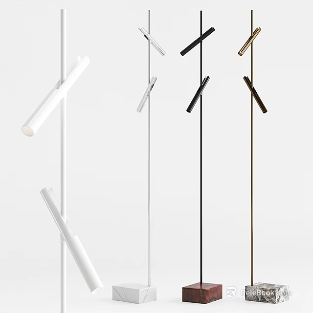 Modern Floor Lamp With Sleek Design In White Black And Gold Colors 3d model 