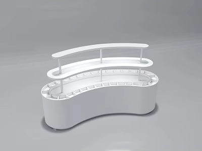 White Curved Multi tiered Sleek Display Shelves For Modern Retail Showcase 3d model
