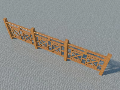 Wooden Garden Fence With X Shaped Cross Pattern And Brown Finish Outdoor Design 3d model