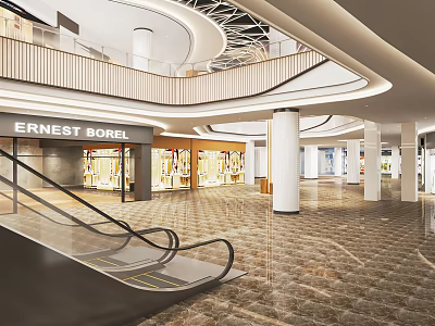 Modern Atrium Shopping Mall Atrium Shopping Mall Lobby Shopping Mall Escalator Sightseeing Elevator Atrium View 3d model