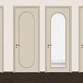 Cream Colored Swing Doors With Different Designs And Golden Handles For Home Interior