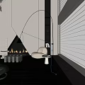 Modern Duplex Living Room Interior With High Ceiling Fireplace And Floor Lamp