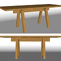 Simple Modern Solid Wood Dining Table With Unique Leg Design For Home Dining 3d model
