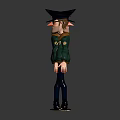 Two Cartoon Characters In Green Jackets With Hats And Police Badge Front Back Views