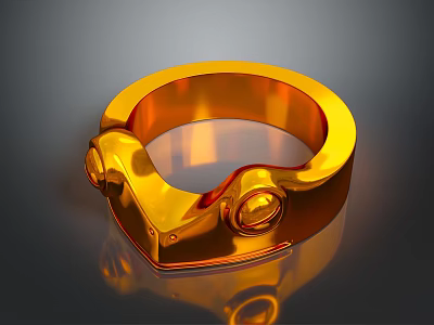 Elegant Gold Fashion Ring With Decorative Buckle And Shiny Surface 3d model