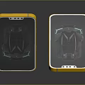 Red And Yellow Frame Smartphones With Apple Logo Camera And Car Image On Screen