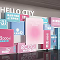 Hello City Event Display Wall With Multiple Brands And Commercial Information 3d model