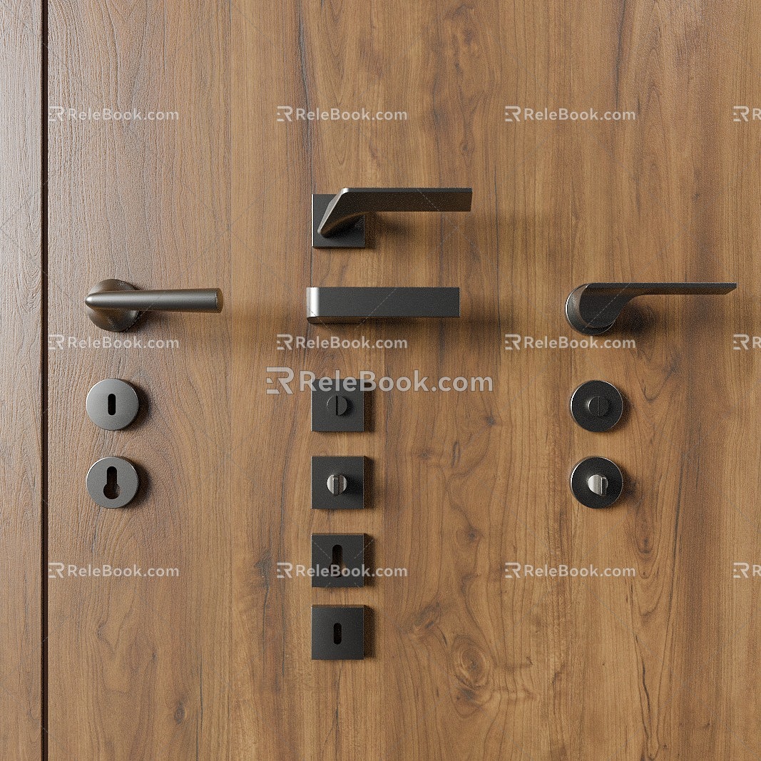 Simple Wooden Door Handle Lockhole Home Bedroom Living Room Study Office Apartment Villa Hotel Homestay Restaurant 3d model