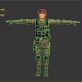 Military Character in Brown Uniform With Tactical Vest Helmet and Outstretched Arms Pose