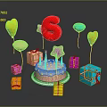 Decorative Lights for Birthday Party Featuring Cake Number 6 Balloon and Gift Boxes