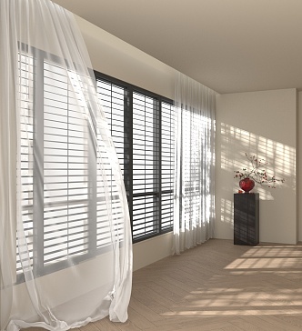 Modern venetian blinds window screen bonsai 3d model